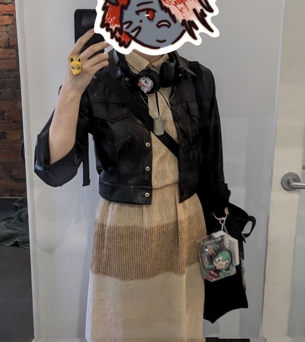 me in leather jacket and beige dress me in leather jacket and beige dress