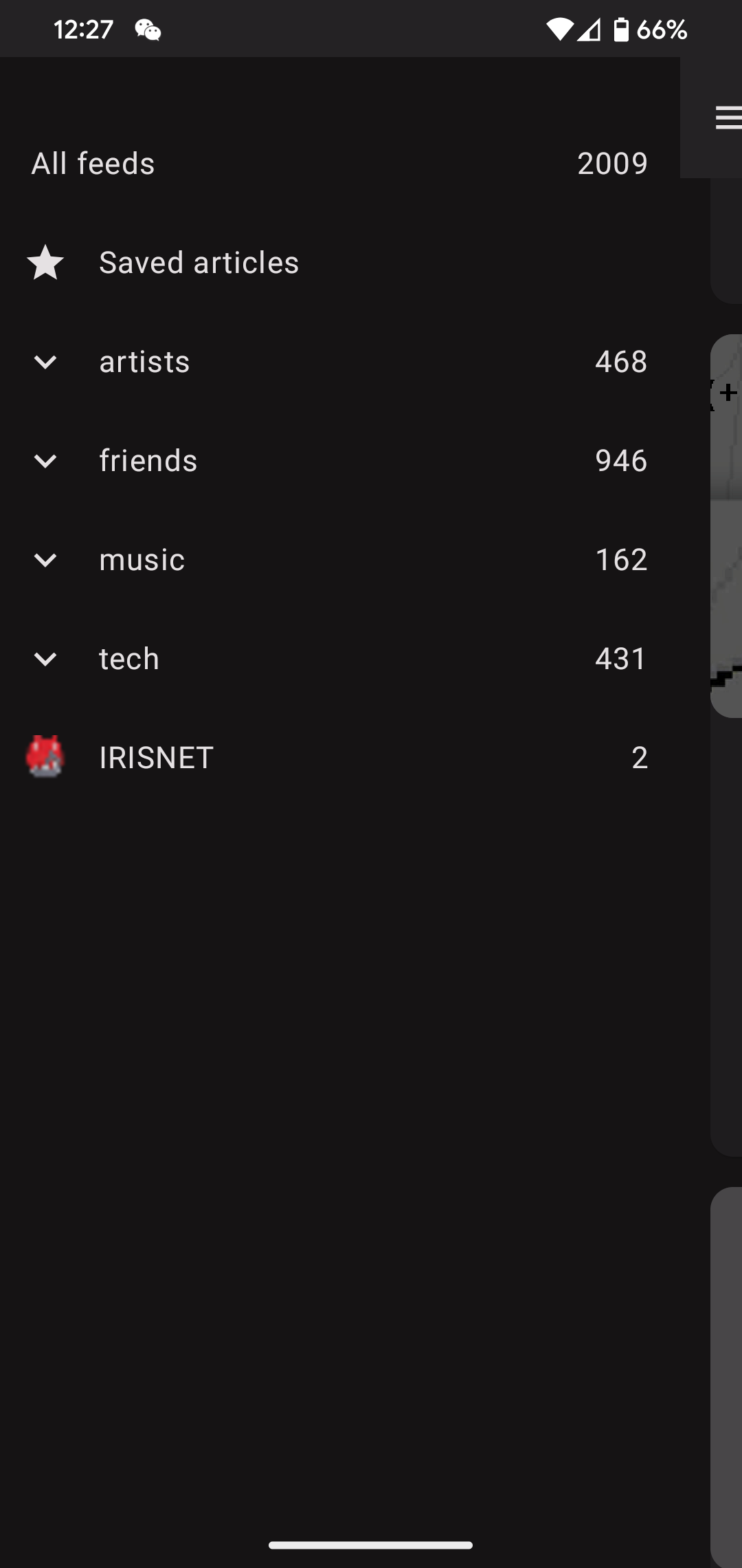 screenshot of feed categories in feeder screenshot of feed categories in feeder