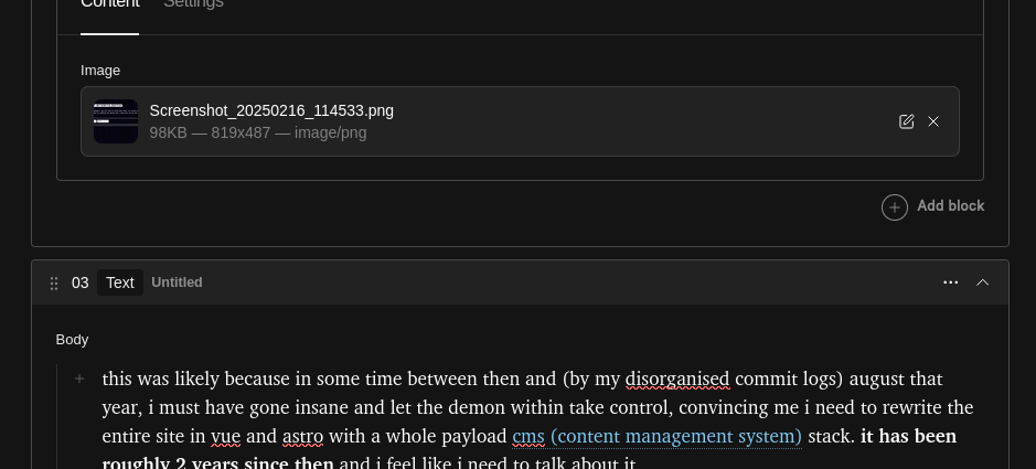 screenshot of payload cms editing this blog screenshot of payload cms editing this blog