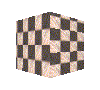 Gif of checkered cube rotating