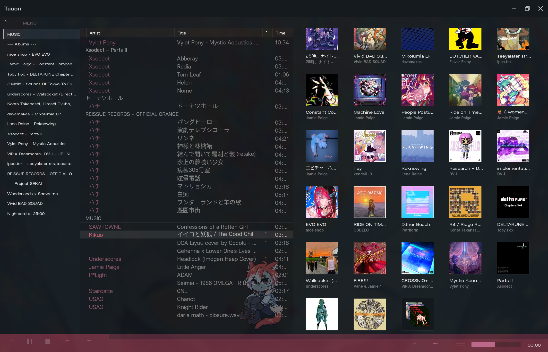 screenshot of tauon music player with a custom theme screenshot of tauon music player with a custom theme