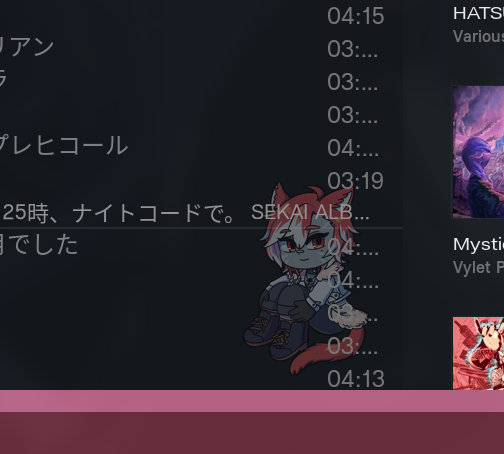 screenshot of my little catgirl in the tauon theme screenshot of my little catgirl in the tauon theme