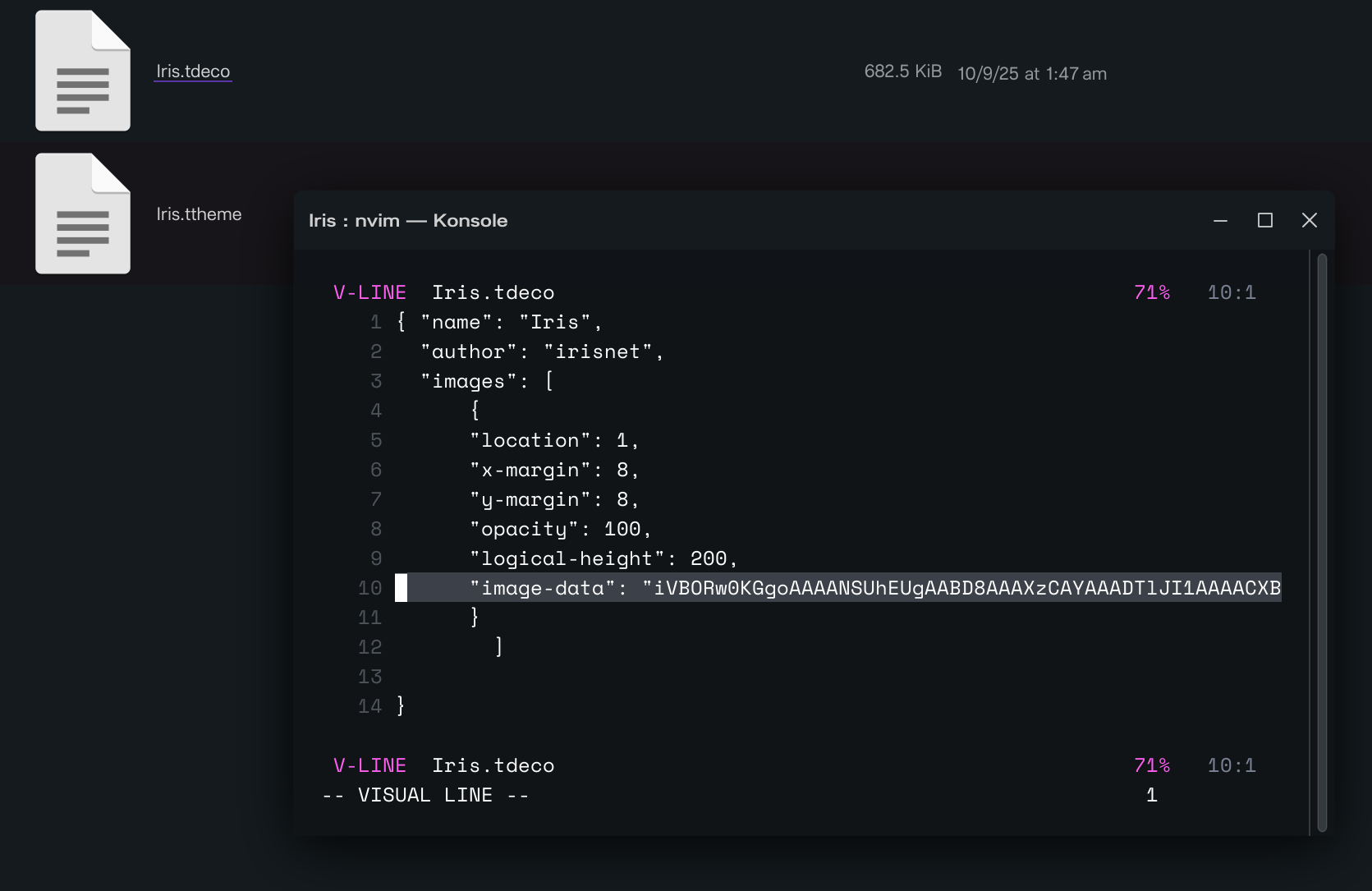 code of an example .tdeco, with the "image-data" key highlighted code of an example .tdeco, with the "image-data" key highlighted