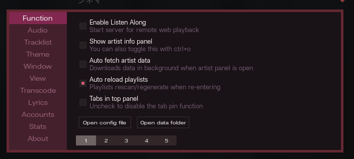 tauon function settings with auto reload playlists enabled tauon function settings with auto reload playlists enabled