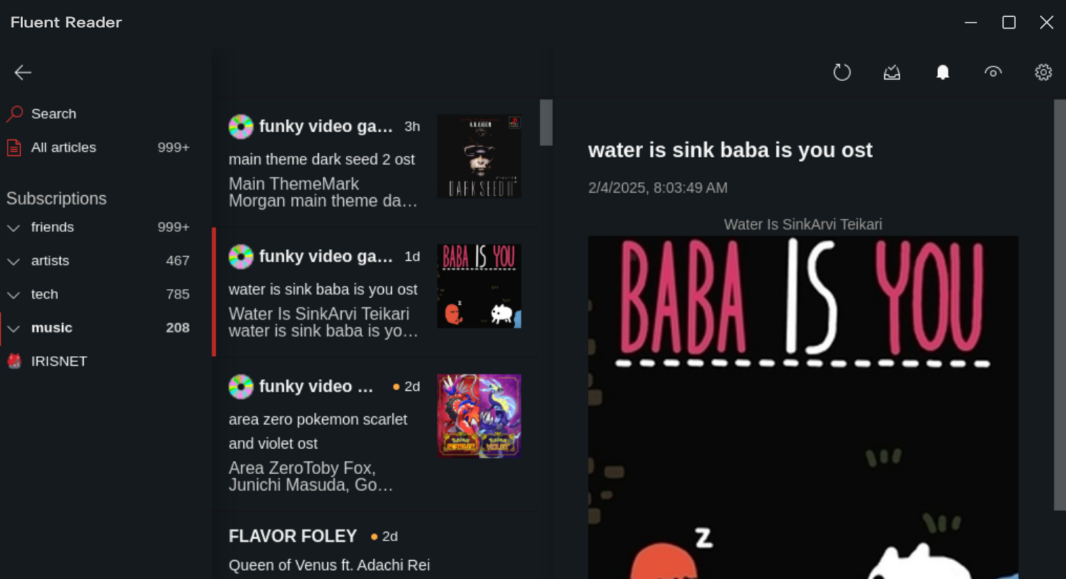 screenshot of my fork of the fluent reader rss reader, showing a tumblr post selected screenshot of my fork of the fluent reader rss reader, showing a tumblr post selected